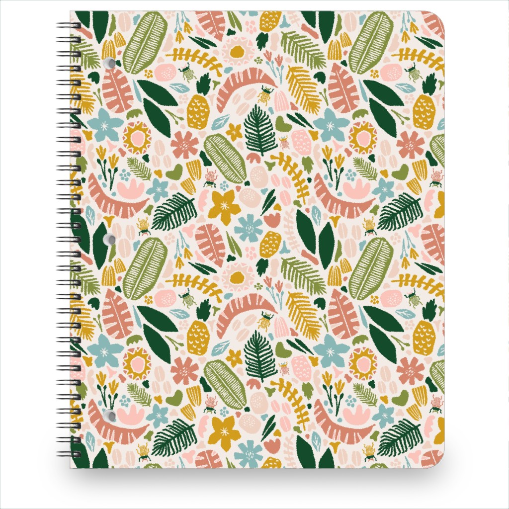 Tropical Adventure, Colorful Geometric Botanicals & Bugs Notebook, 8.5x11, Multicolor