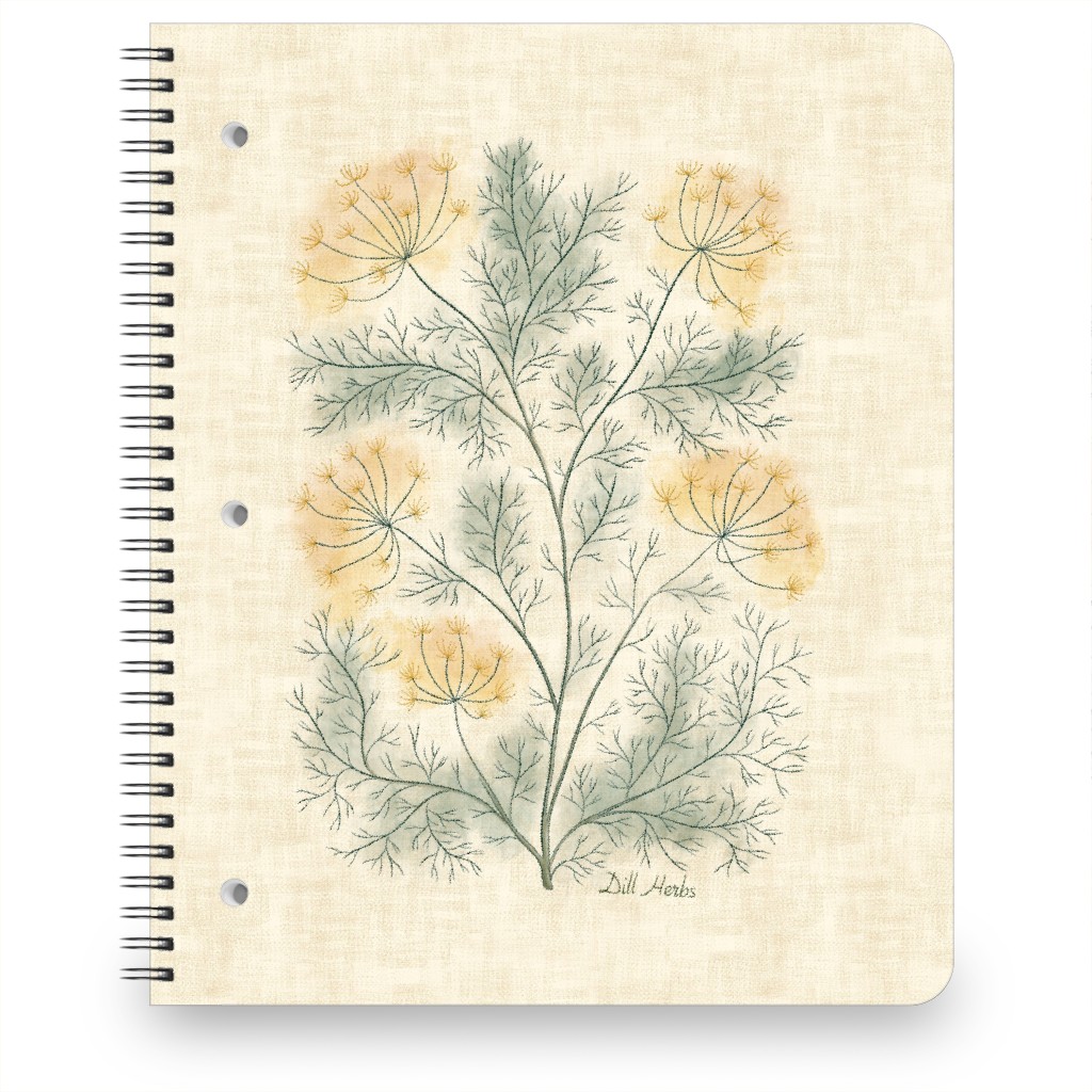 Dill Botanical Illustration Notebook, 8.5x11, Beige, Pearl