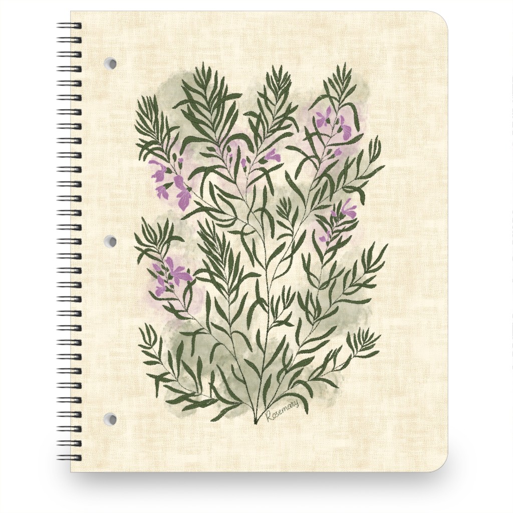 Rosemary - Botanical Illustration Notebook, 8.5x11, Beige, Pearl