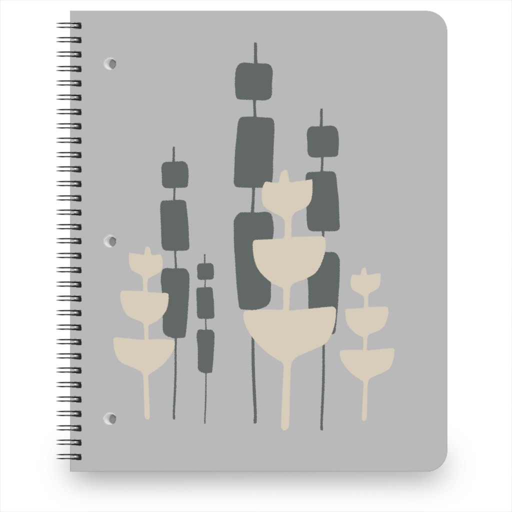 Cattail & Pods Notebook, 8.5x11, Gray