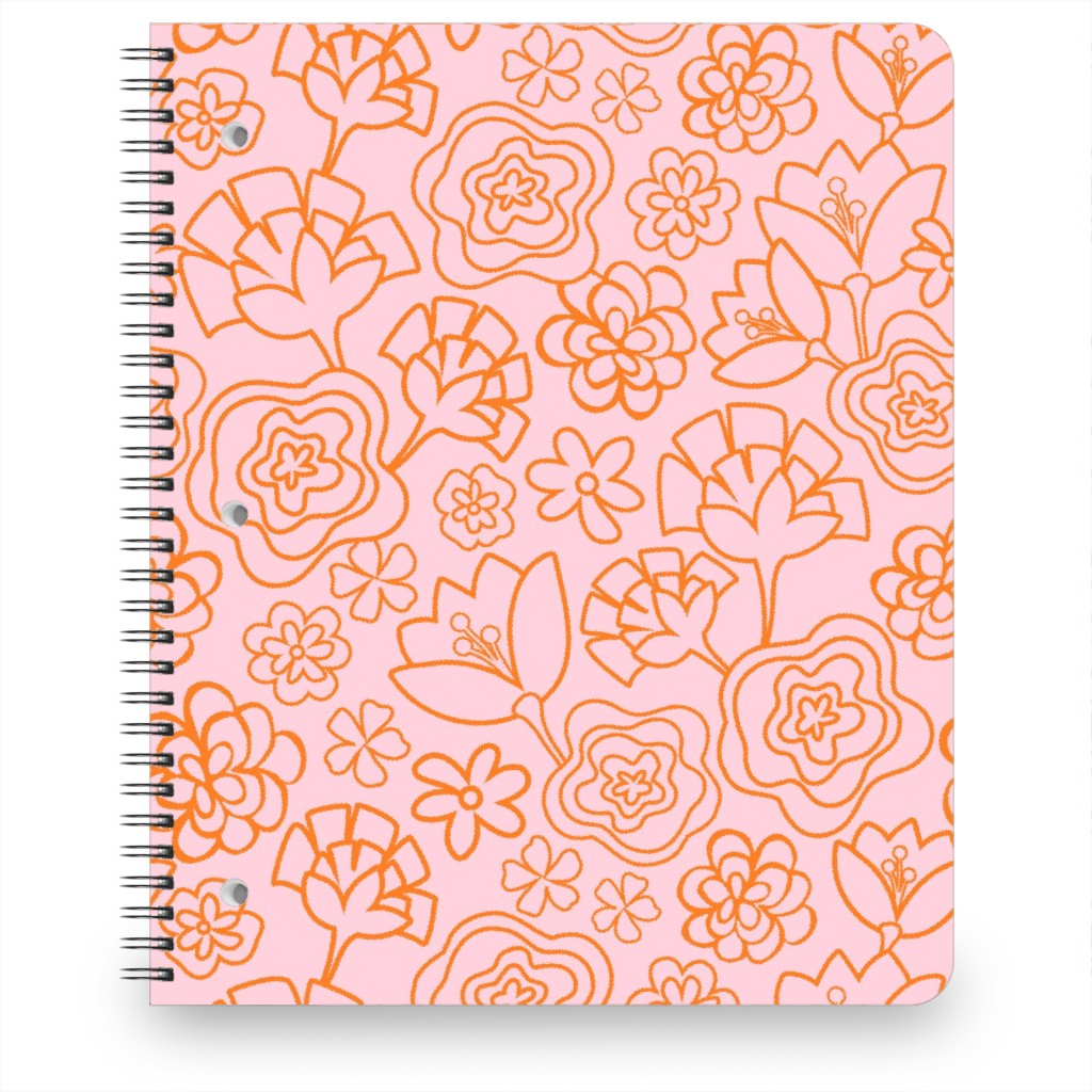 Flower Confetti - Pink Notebook, 8.5x11, Pink, Bright Pink