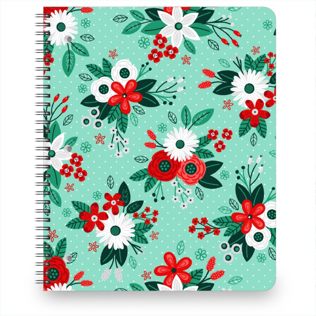 Holiday Floral Bouquet Notebook, 8.5x11, Green, Classic Green