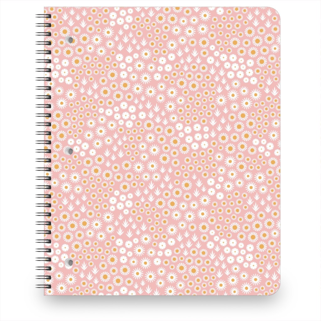 Ditsy Flowers - Pink Notebook, 8.5x11, Pink, Bright Pink