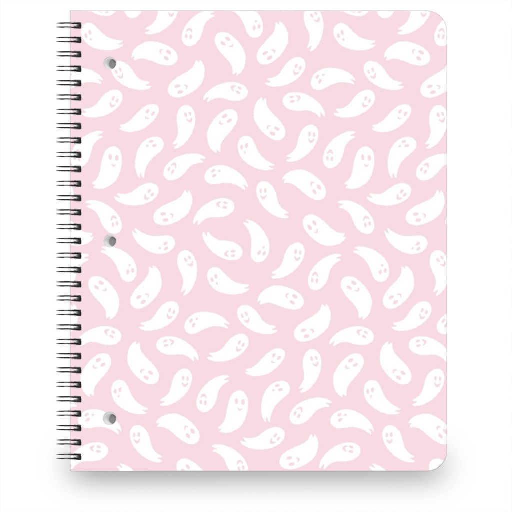 Happy Ghosts - Pink Notebook, 8.5x11, Pink