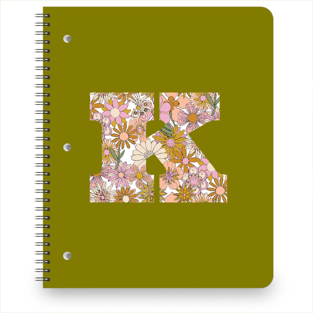 Chelsea Initial K Notebook, 8.5x11, Green, Classic Green
