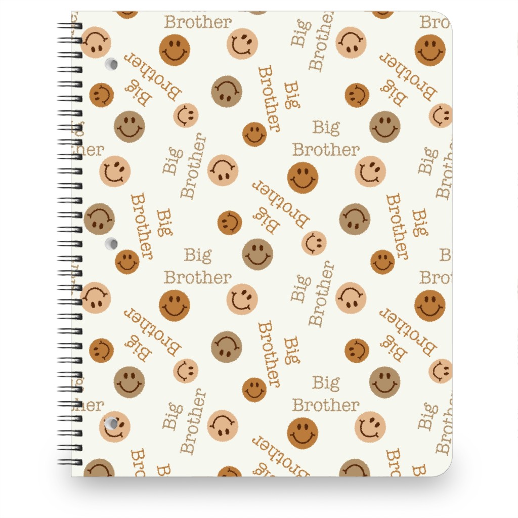 Big Brother - Smiley Boho - Muted Notebook, 8.5x11, Beige