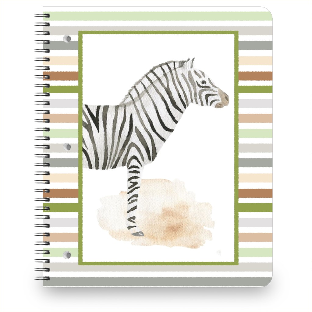 Jungle Safari Animals and Stripes - Zebra Notebook, 8.5x11, Multicolor