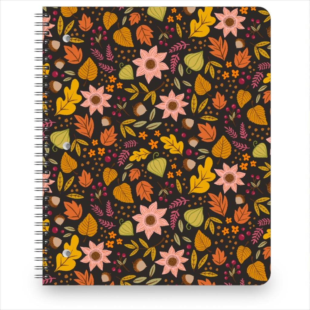 Autumn Floral - Dark Notebook, 8.5x11, Multicolor