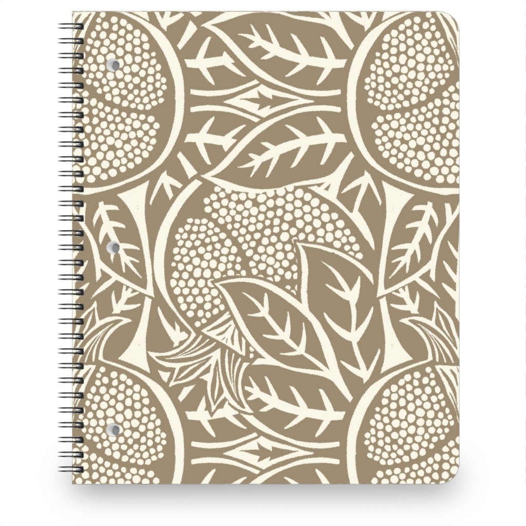 Pomegranate Block Print - Neutral Notebook, 8.5x11, Brown, Brown