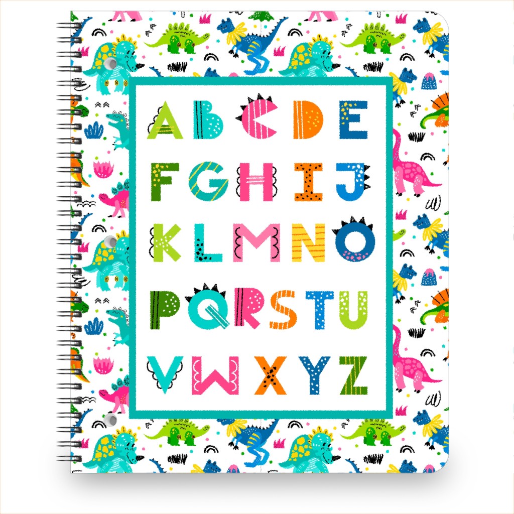 Colorful Dinosaur World Alphabet - Multi Notebook, 8.5x11, Multicolor