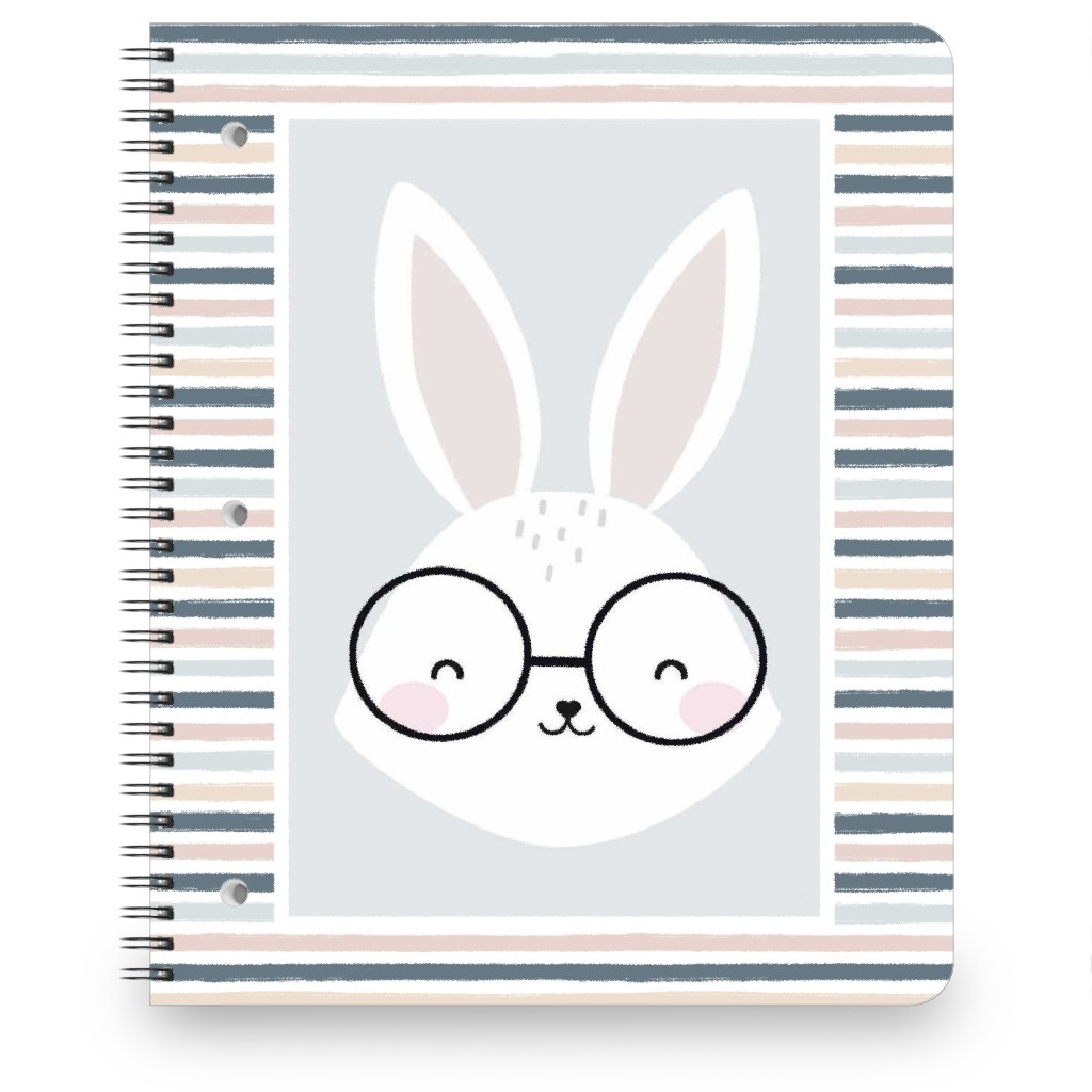 Spring Baby Boy Bunny - Neutral Soft Palette Notebook, 8.5x11, Blue
