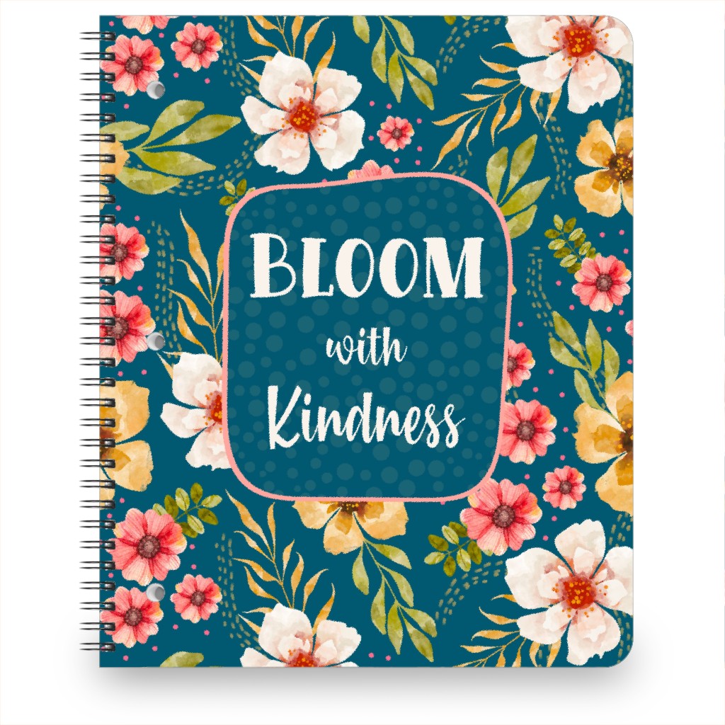 Bloom With Kindness - Multi on Green Notebook, 8.5x11, Multicolor
