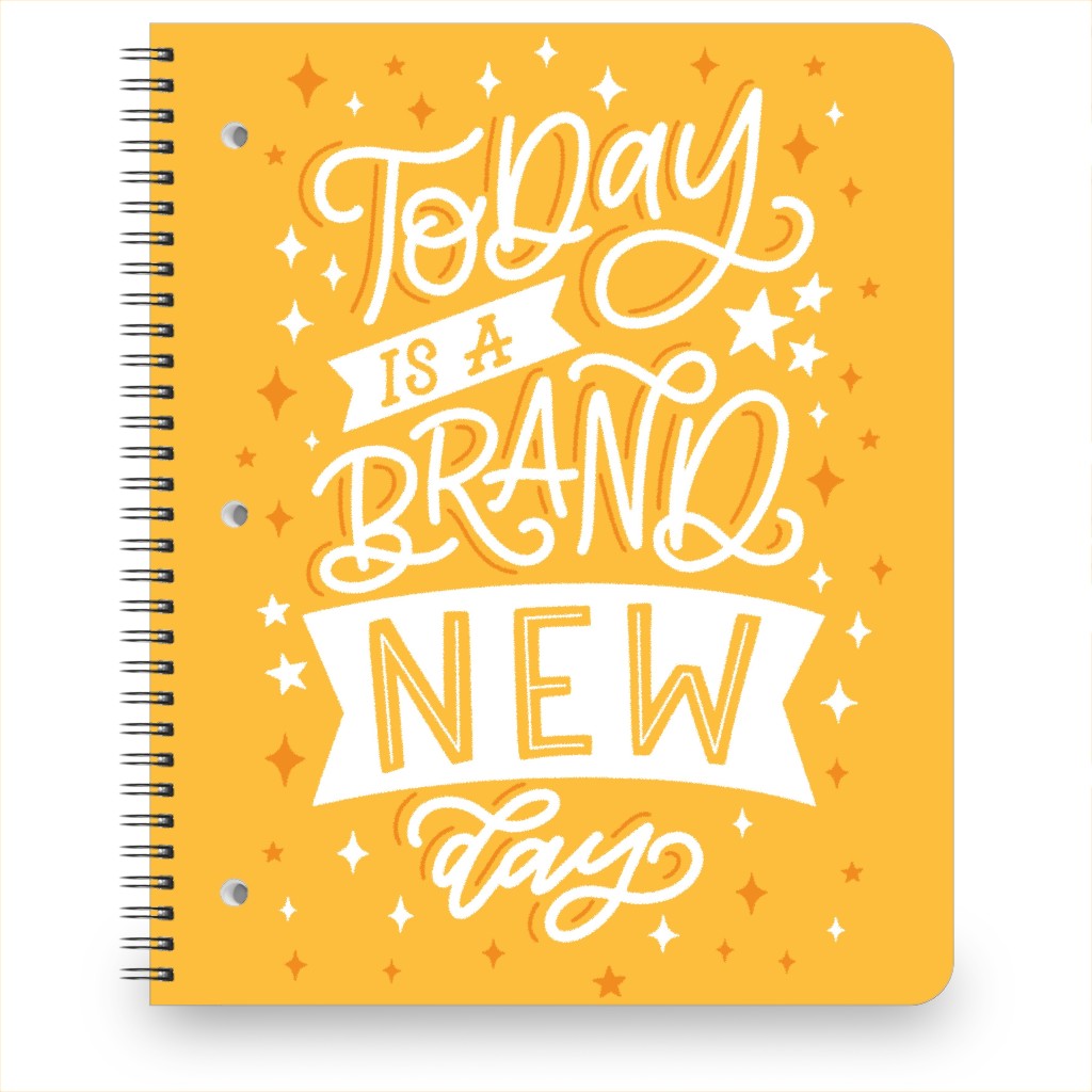 Brand New Day Motivational - Yellow Notebook, 8.5x11, Yellow, Classic Yellow