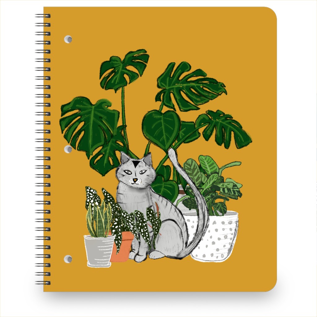 Indoor Garden Cat Notebook, 8.5x11, Orange, Golden