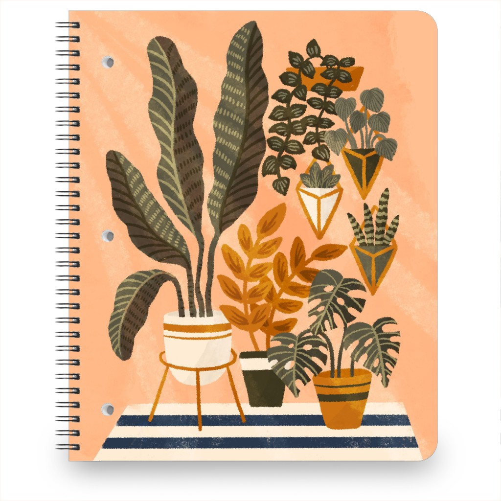 Cozy Home Jungle - Pink Notebook, 8.5x11, Pink, Bright Pink