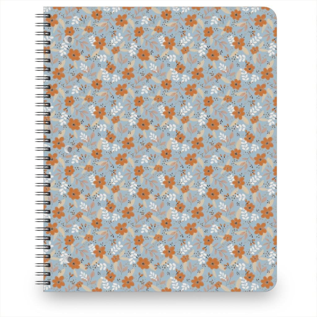 Fall Floral Notebook, 8.5x11, Blue