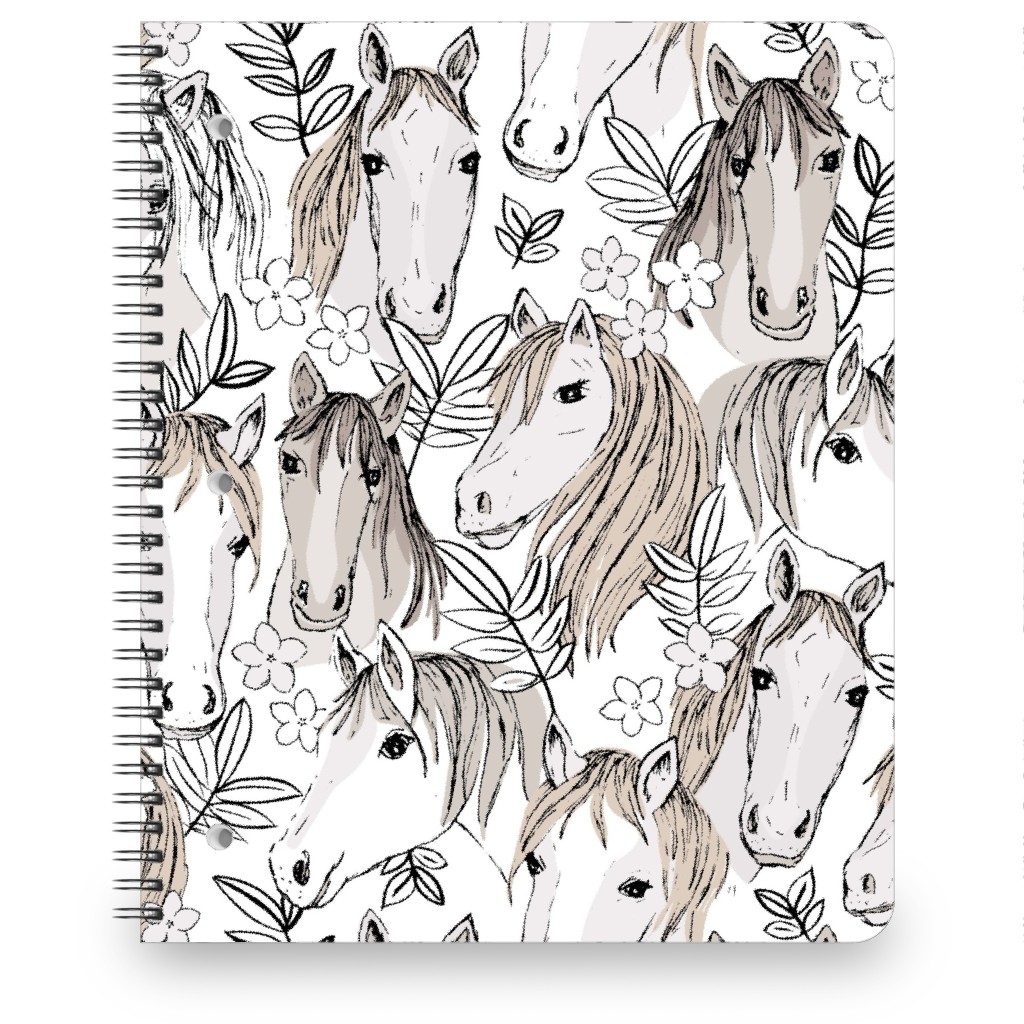 Wild Horses Notebook, 8.5x11, White