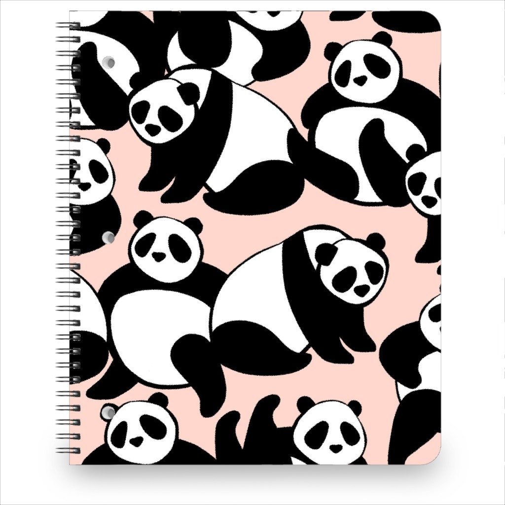 Retro Panda Playground Notebook, 8.5x11, Pink