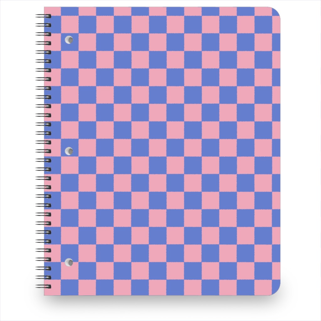 Fun Checkers - Pink and Purple Notebook, 8.5x11, Pink, Bright Pink