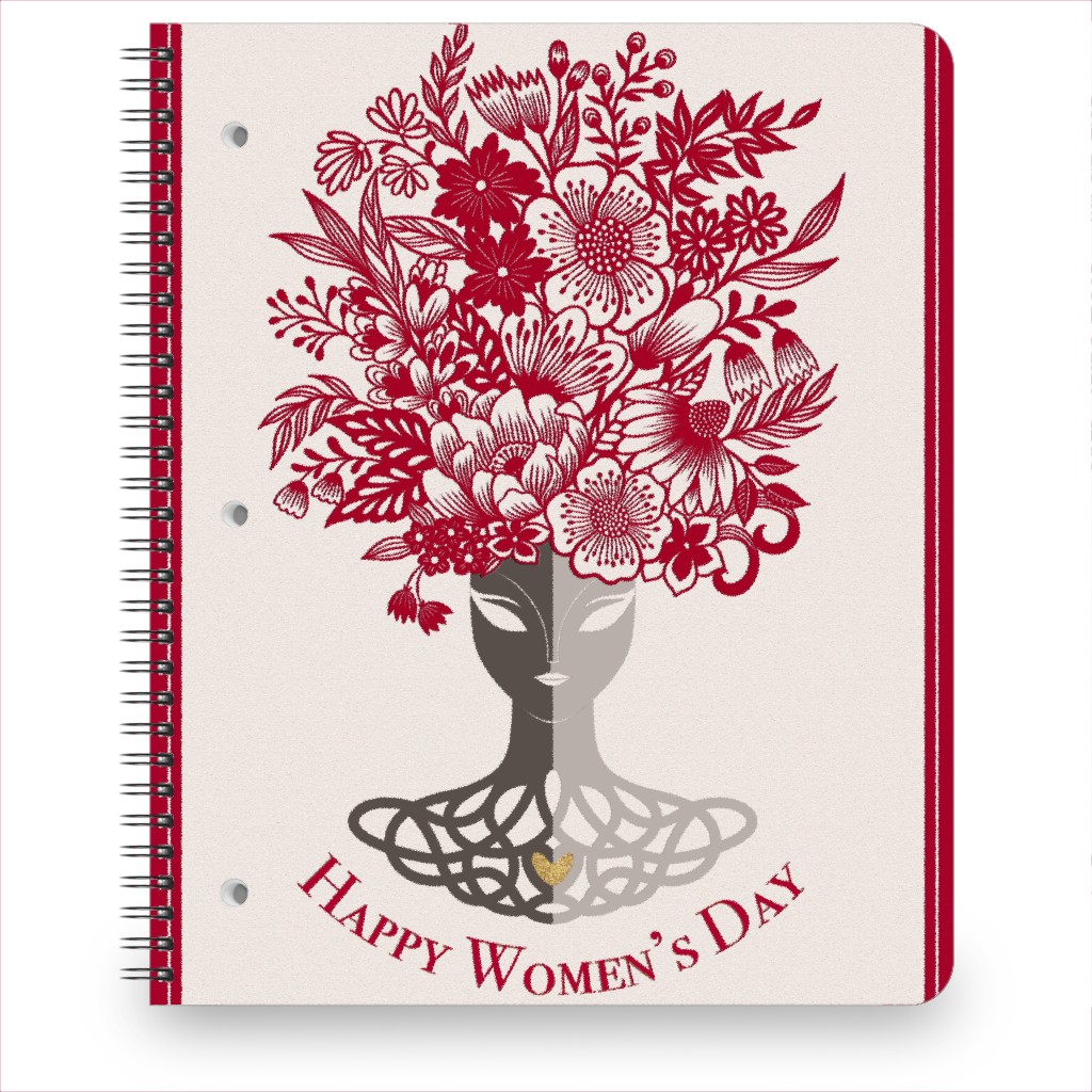 Happy Women's Day - Pink Notebook, 8.5x11, Pink, Bright Pink