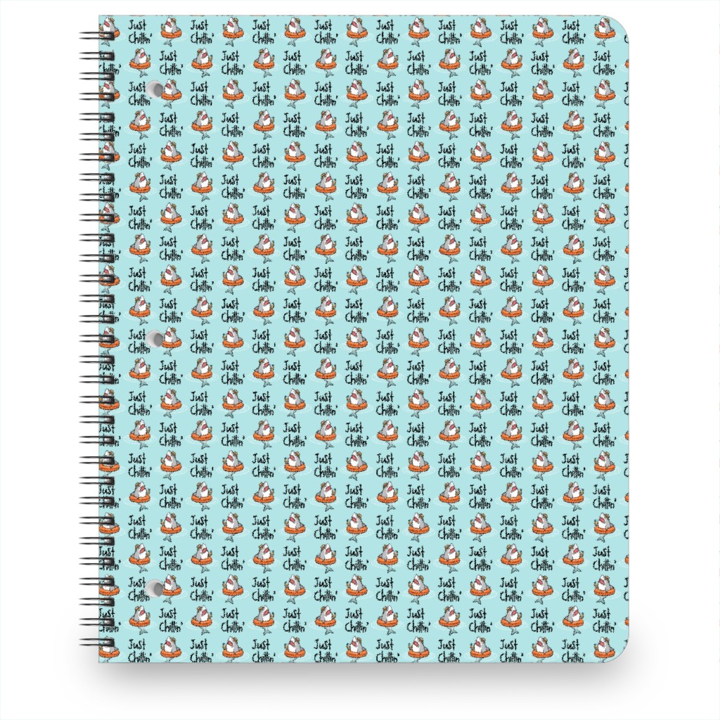 Just Chillin' - Pool Sharks - Light Blue Notebook, 8.5x11, Blue
