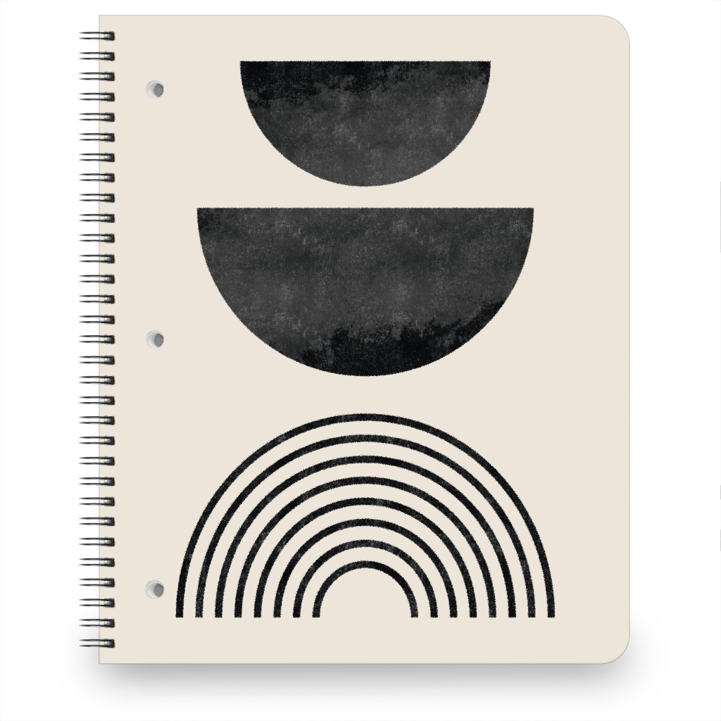 Minimal Geometric and Rainbow - Neutral Notebook, 8.5x11, Beige, Pearl