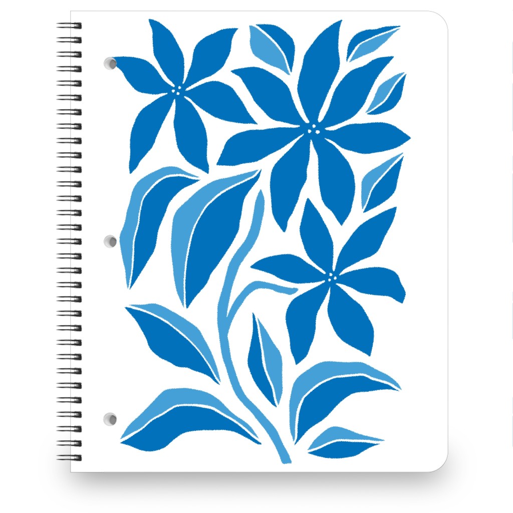 Minimalist Block Botanical Floral - Blue Notebook, 8.5x11, Blue, True Blue