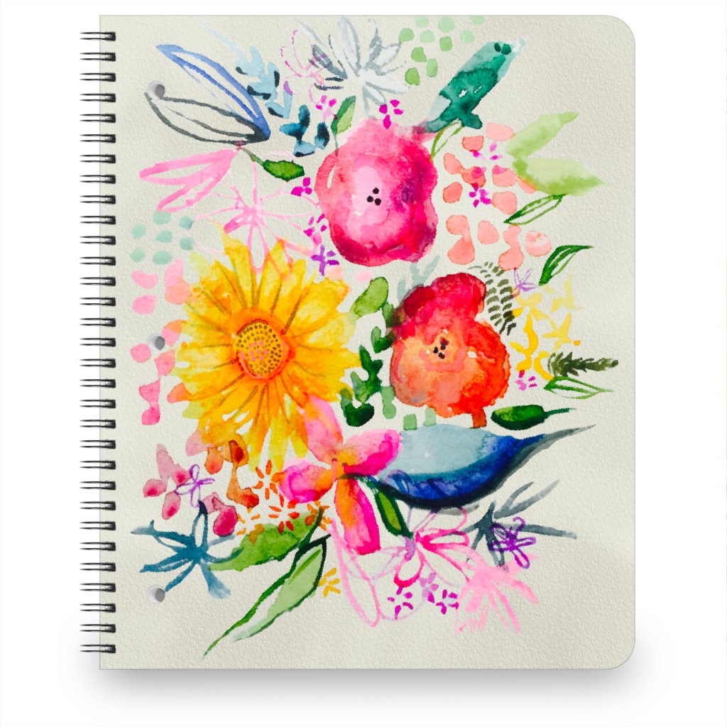 Summer Watercolor Floral Painting - Bright Notebook, 8.5x11, Multicolor