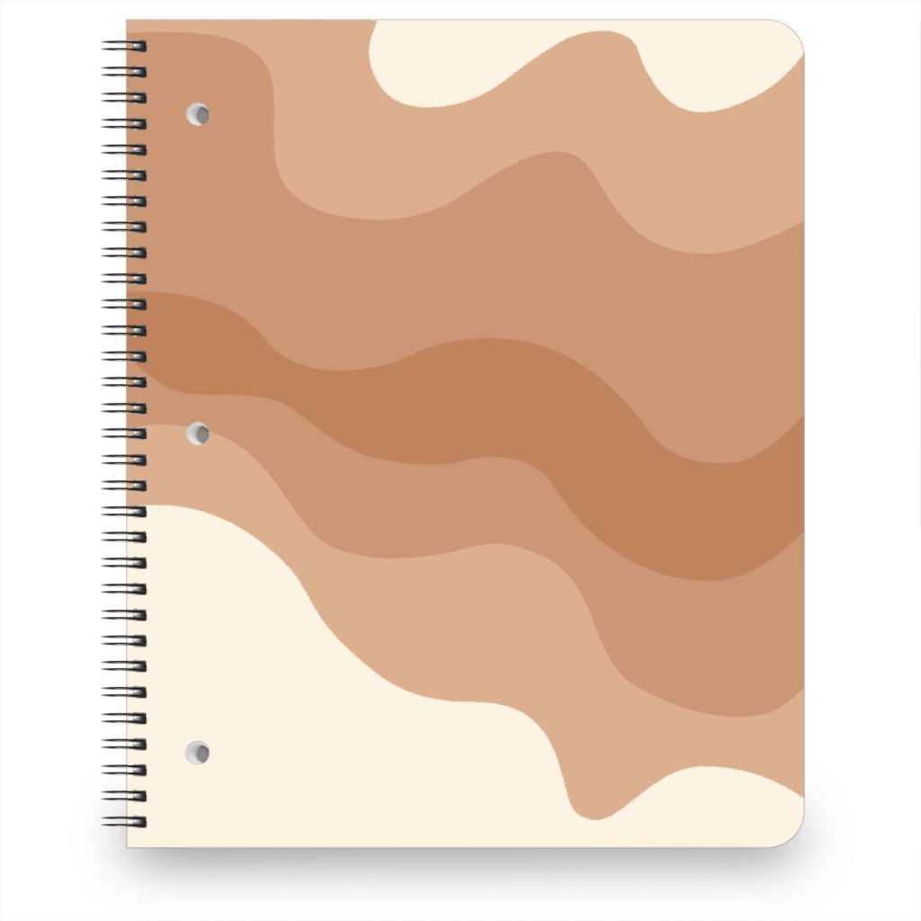 Retro Abstract Waves Notebook, 8.5x11, Orange, Desert Rose