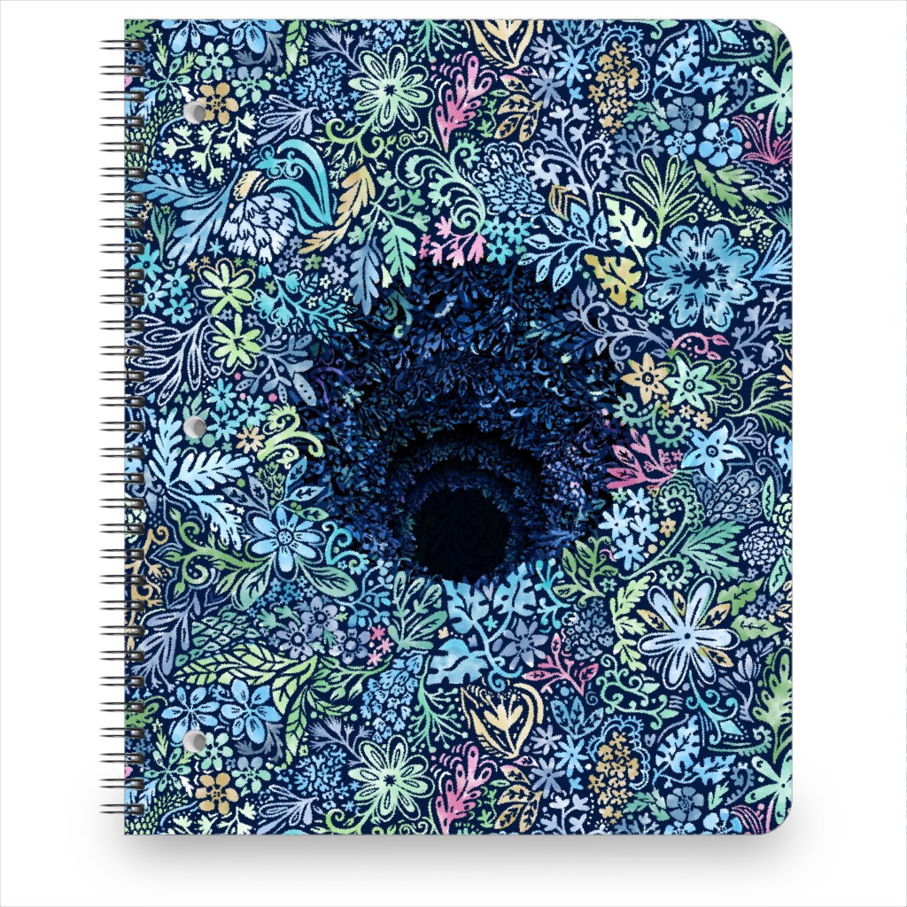 Deep Down Colorful Floral Abstract Notebook, 8.5x11, Blue, Oasis
