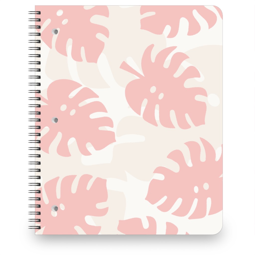 Monstera Leaves in Earth Tones Notebook, 8.5x11, Pink, Ballet Slipper