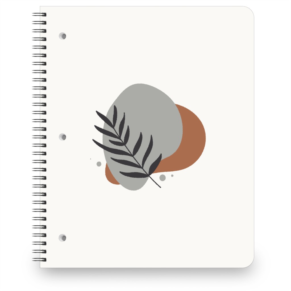 Shapes and Fern Leaf Vi Notebook, 8.5x11, Brown, Silver Lining