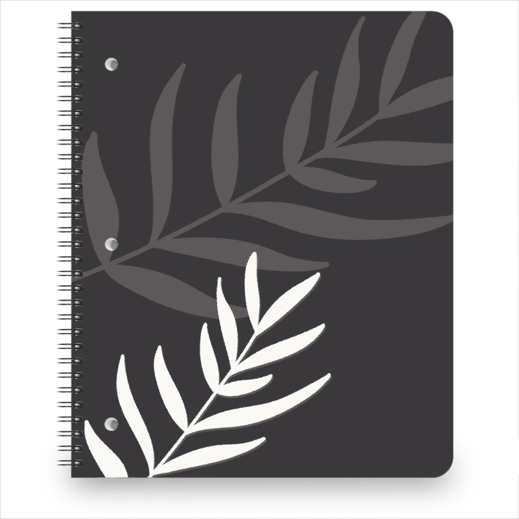 Fern Leaves in Neutral Earth Tones Notebook, 8.5x11, Black