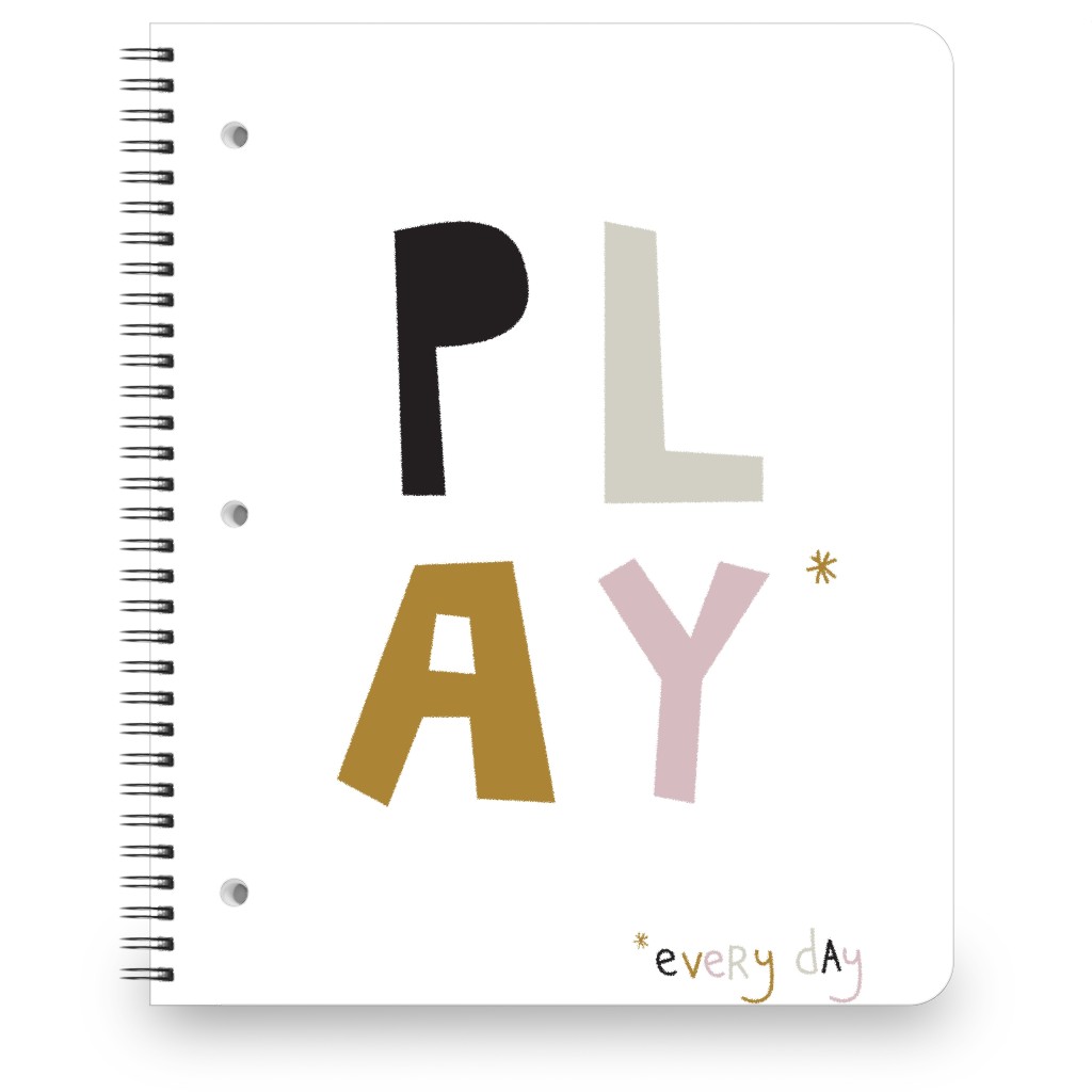 Play Typography - Neutral With Pink Notebook, 8.5x11, Multicolor
