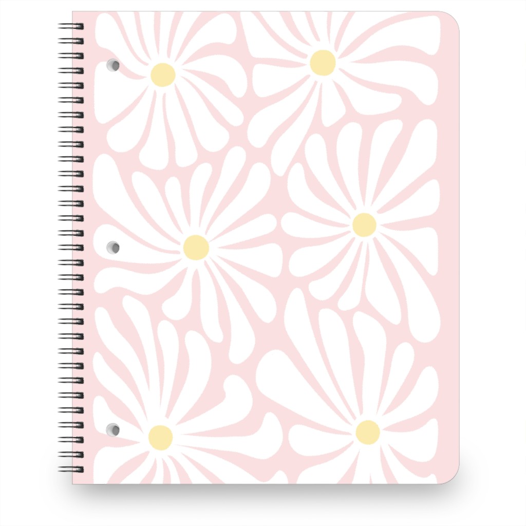 Retro Daisies Notebook, 8.5x11, Pink, Pearl