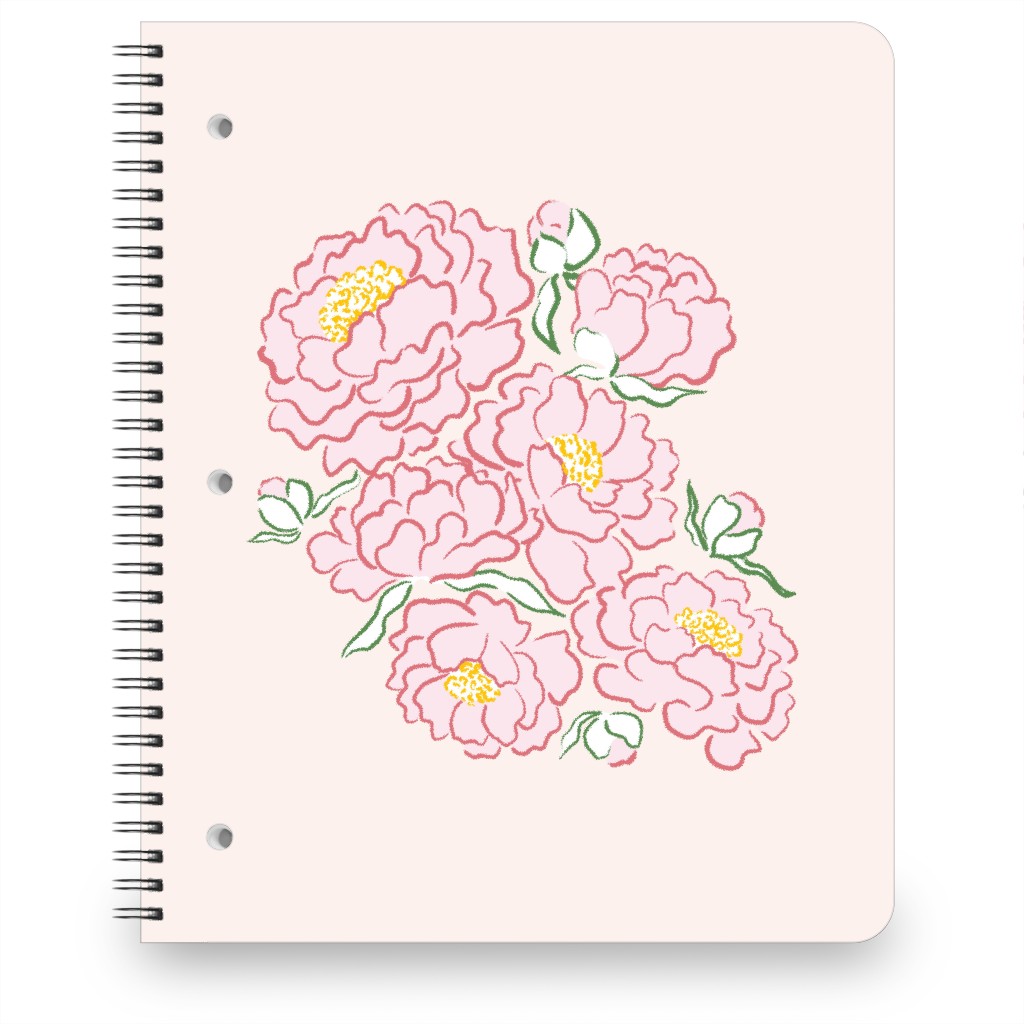 Peonies Notebook, 8.5x11, Pink