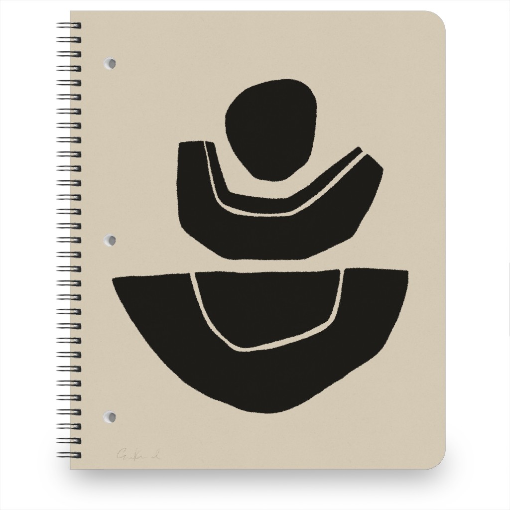 Geometric Abstract Stack Ii Notebook, 8.5x11, Black