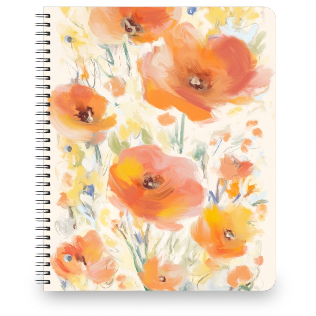 Field of Flowers - Orange Notebook, 8.5x11, Orange