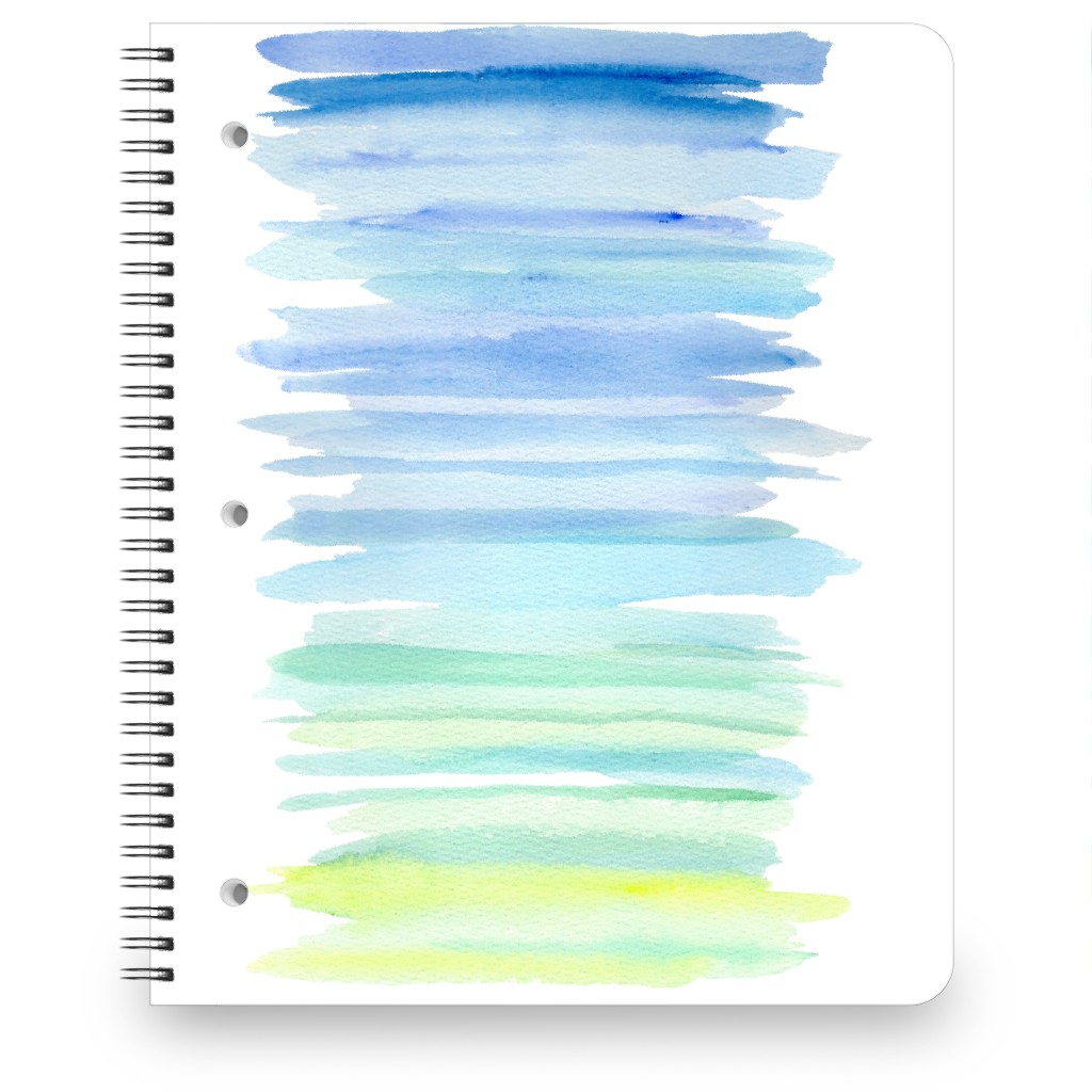 Watercolor Ocean Seashore Notebook, 8.5x11, Blue
