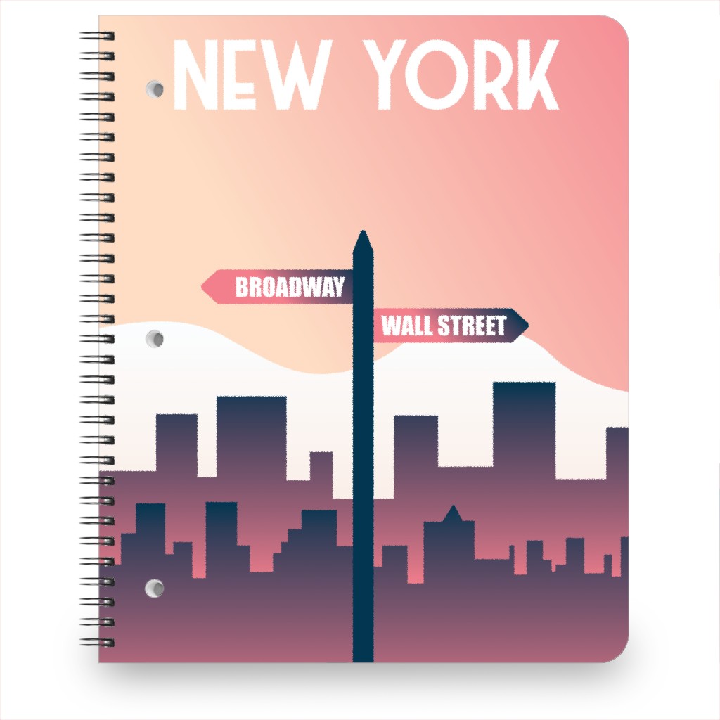 New York City Street Signs Notebook, 8.5x11, Pink