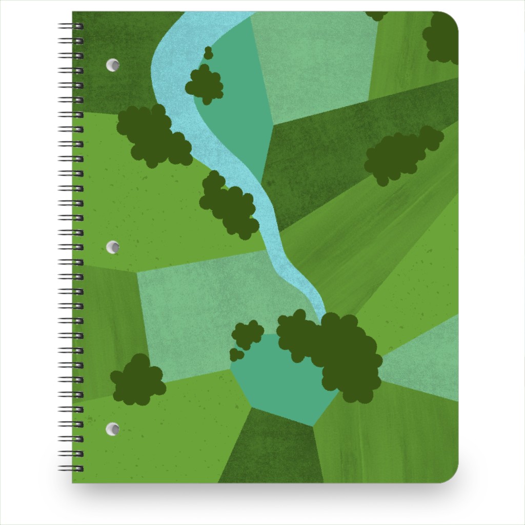 Patchwork Lands - Green Notebook, 8.5x11, Green