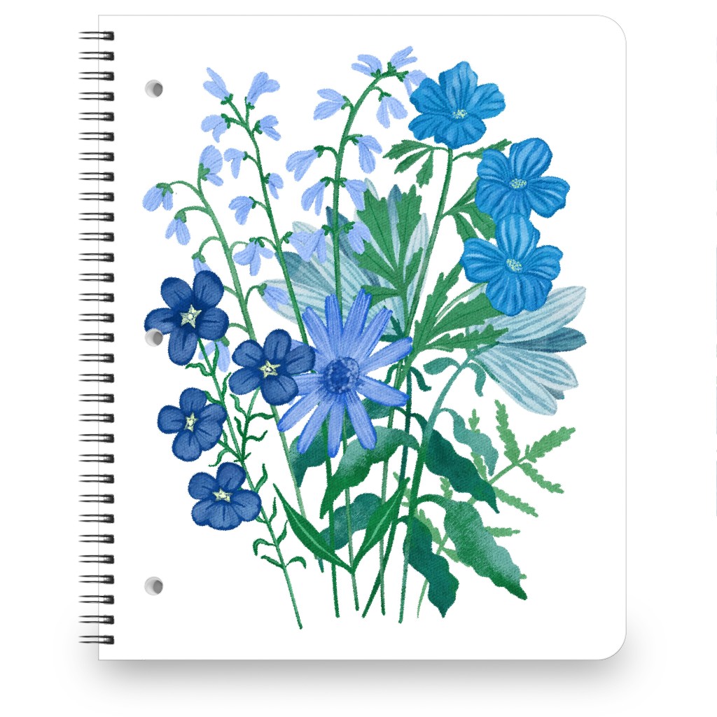 Bouquet of Flowers - Blue Notebook, 8.5x11, Blue