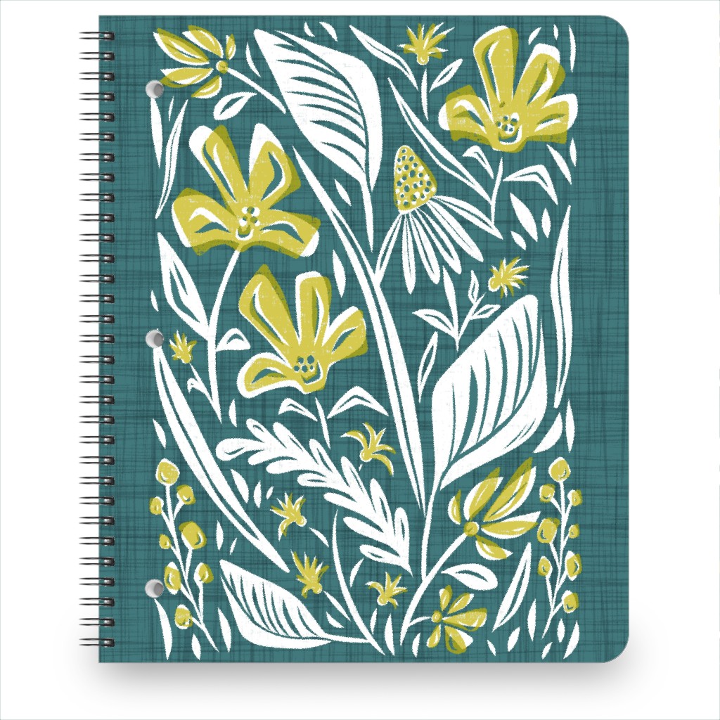 Botanique - Teal and Citron Notebook, 8.5x11, Green, Classic Green