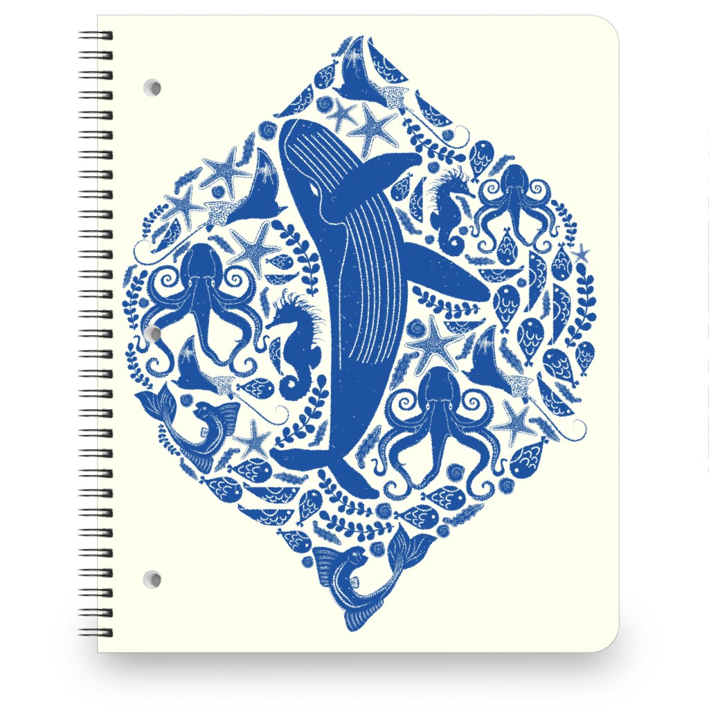 Into My Ocean - Blue Notebook, 8.5x11, Blue