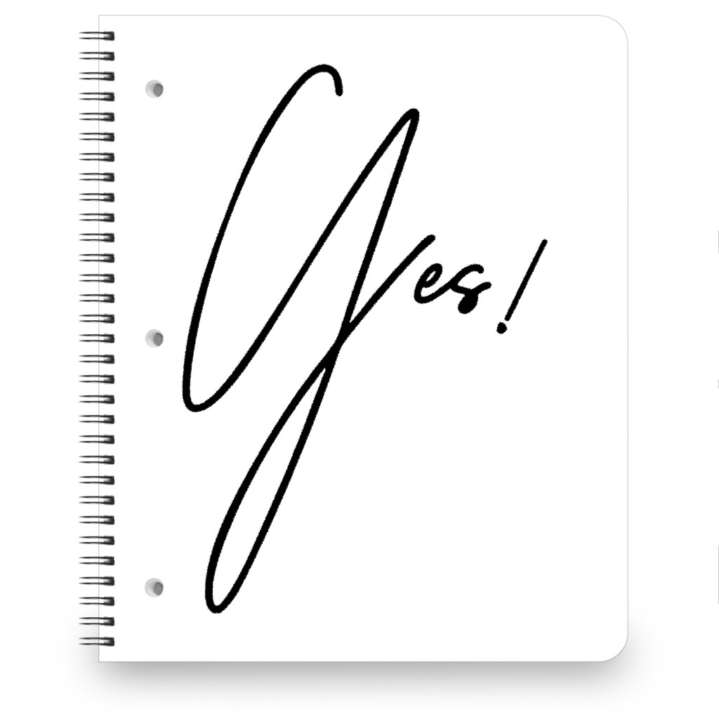 Yes! - Black and White Notebook, 8.5x11, White