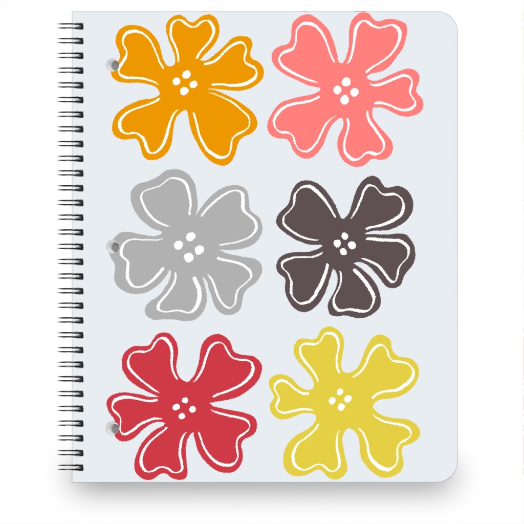 Button Flowers Notebook, 8.5x11, Multicolor, Silver Lining