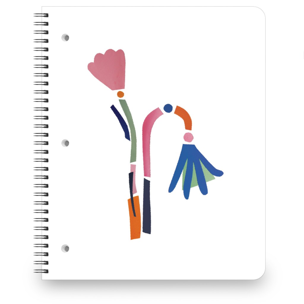Flowerbed Bouquet - Multi on White Notebook, 8.5x11, Multicolor