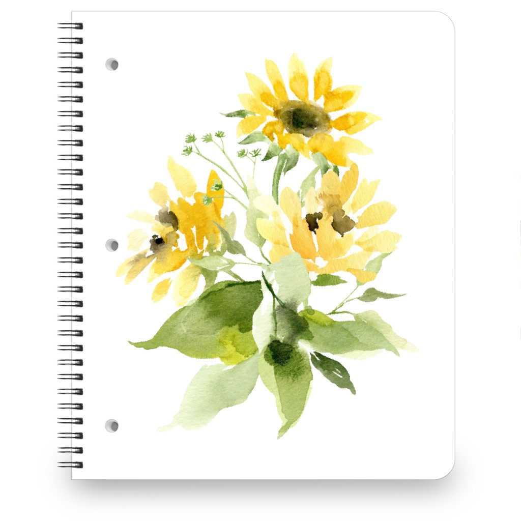 Bunch of Sunflowers Watercolor - Yellow Notebook, 8.5x11, Yellow