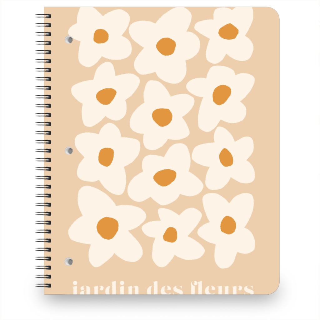 Botanical Graphic Retro Flower Garden Notebook, 8.5x11, Beige, Sand