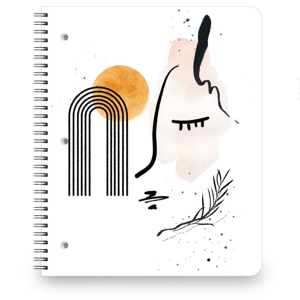 Sun Lady - Neutral Notebook, 8.5x11, White, White